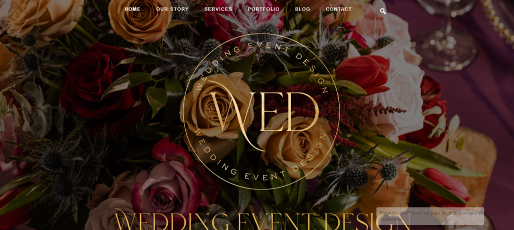 wedding event design homepage